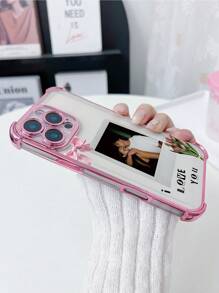 1 pieza Funda de teléfono personalizable con foto de pareja abrazándose, diseño de patrón rosa romántico, impresión UV de alta definición / Funda de teléfono con protección de lente anti-caída de cuatro esquinas de color morado oscuro, ¡satisface las necesidades de personalización del cliente! Compatible con Apple 17Air/17promax/11/12/13/14/15/16/PROMAX, A13/A14/A15/A53/A55/A54/A55/S23/S23ultra/S24ultra/S24/Sam, Galaxy, se puede usar como regalo entre parejas y para uso diario, selección de temporada