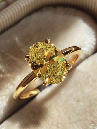 1 pièce Bague de fiançailles, bague de mariage, bague de promesse, bague d'éternité en argent sterling 925 avec étincelles ovales. Bijou de qualité pour femme, cadeau