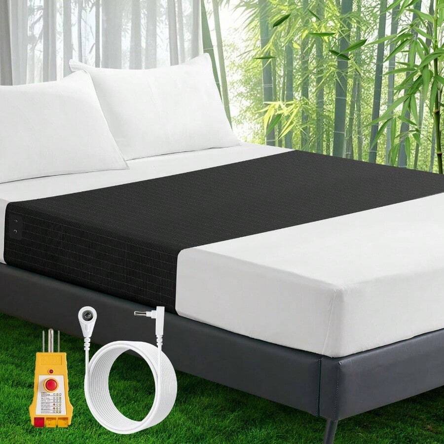 Grounding Sheets, Grounding At For Bed 90 Rayon Derived From Bamboo 0 Silver Fiber Grounded Earth Sheets For All Attress Sizes Queen Cal King Win Full, With Outlet Ester 04"X24"(Grey) - 黑色 - 查看 1