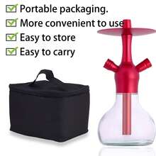 Shisha 水烟套装便携式水烟，包含所有配件，便携式布袋，14 英寸单管水烟，耐用硅胶水烟碗，水烟配件，旅行水烟，迷你水烟，高品质节日礼物 - 均碼 - 查看 2