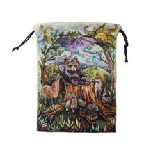 Double-Sided Kitten Print Polyester Tarot Card Pouch (18x13cm), Drawstring Storage Bag For Cards, Crystals & Holiday Gifts