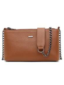 Vittal Clutch Annelise Women's Bag In Genuine Leather Black With Chain Strap - Lạc đà - Xem 3
