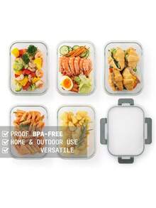 3 szt./zestaw pojemników do przechowywania żywności 360/630/1030 ml - pudełka do przygotowywania posiłków do biura, na powrót do szkoły, przenośne, zewnętrzne szklane pojemniki bento do przechowywania żywności z pokrywkami, składane szklane pojemniki do przygotowywania posiłków z pokrywkami, hermetyczne szklane słoiki do przechowywania