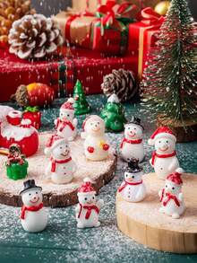 6 piezas Figuras en miniatura de muñeco de nieve, Muñecos de nieve en miniatura de Navidad, Muñecos de nieve de resina con sombreros para decoración de jardín de hadas, casa de muñecas y fiesta de Navidad, Decoraciones navideñas en miniatura de muñeco de nieve para paisaje en miniatura, accesorios para casa de muñecas hechos a mano