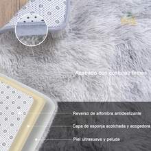 Alfombras, alfombras de felpa, alfombras coloridas, alfombras para sala de estar y dormitorio, alfombras decorativas, alfombras de seda y lana teñidas anudadas, tapetes para mesa de centro de sofá de sala de estar, alfombras para la mesita de noche del dormitorio del hogar, alfombras de gran tamaño, tapetes de felpa de 150 * 200 cm, resistentes a la suciedad y fáciles de cuidar, tapetes antideslizantes, alfombras de moda, adecuadas para grandes áreas de uso doméstico (rosa, gris, marrón) - Gris - Ver 7