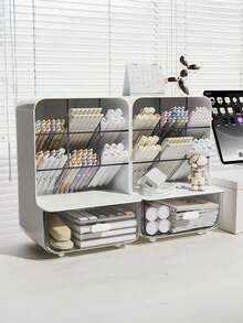 多功能办公桌收纳盒 - 笔筒和储物盒，办公室、宿舍必备，轻巧，无需电源