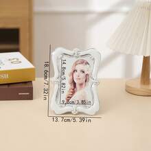 1pc European Pearl Decorative Photo Frame With Fresh And Minimalist Design, 6 Inches, 7 Inches, And 10 Inches, Made Of Gorgeous ABS Plastic Material, Suitable For Creative Decoration Of Living Rooms, Bedrooms, Offices, And Home. Photo Frame And Table (Random Inner Paper) Gifts Birthday Graduation - Silver White - View 8