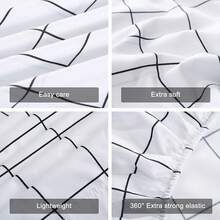 Best Season 4 Piece Bed Sheet Set - Full Size - Soft Microfiber Bedding Sheet Set, Deep Pocket, Stain, Fade & Wrinkle Resistant (Plaid Black & White), Luxury Comfortable - 白色格子呢 - 查看 3