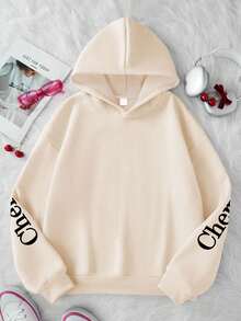 1 pieza Sudadera de manga larga con estampado de cerezas y leopardo para niñas, cómoda y de moda, adecuada para otoño e invierno, uso diario