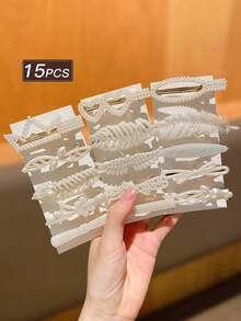 Bộ 5/10/15/30 chiếc kẹp tóc nữ màu be, thời trang và thanh lịch, đính ngọc trai giả, nhiều kiểu dáng kết hợp, phù hợp sử dụng hàng ngày, được đề xuất làm quà tặng phụ kiện tóc cho nữ, kẹp càng cua, kẹp tóc, kẹp tóc cài, kẹp tóc hình cá sấu, phụ kiện đội đầu, ghim cài tóc, quà tặng Ngày của Mẹ - Nhiều màu - Xem 16