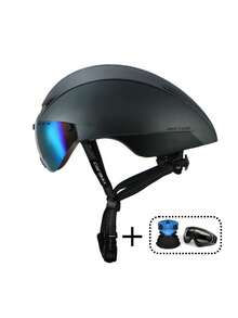 Aerodynamic Cycling Helmet, One-Piece Molded Bicycle Helmet, Unisex, With Visor Lens, For Mountain Bike, Road Bike, Cycling Gear - Multicolor - View 5