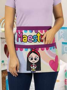 3 Media Bata Educadora Con Bolsas Medio Mandil Maestra - Surtido Aleatorio - Ver 3