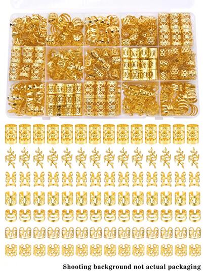70pcs Hair Accessories Set, Suitable For Braids, Gold Hair Ties, Multi-Style Hair Rings, Adjustable Hair Beads, Suitable For Women And Girls' Braids, Dreadlocks, Dreadlocks And Other Hairstyles, Including Claw Clips, Hair Claws, Hair Clips, Hair Pins, Hair Decorations, Head Accessories