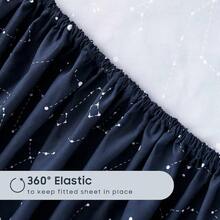 - Constellation Bed Sheets, 4 - Piece Sheet Set, Celestial Space Itchy Star Galaxy Astrology, Soft Icrofiber Deep Pocket Bedding, Navy Blue, Queen Size - 雙床+海軍藍 - 查看 4