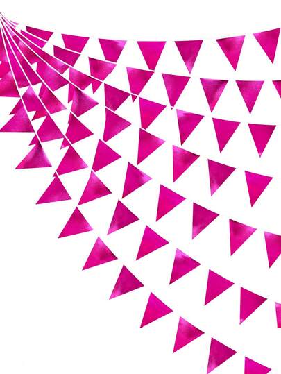 1 set/15 pezzi Decorazioni per feste in rosa acceso, inclusi bandierine a triangolo, ghirlanda di cartoncino brillante fucsia, addio al nubilato, matrimonio, festa per la sposa, anniversario, fenicottero, decorazioni per feste di compleanno