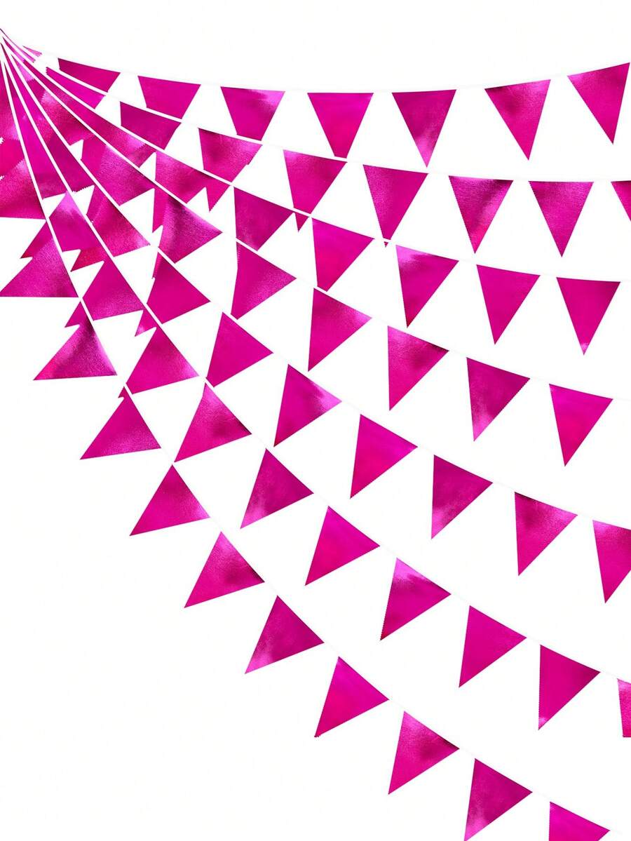 1 套/15 件热粉色派对装饰品，包括三角旗、紫红色闪亮卡片花环、单身派对、婚礼、新娘送礼会、周年纪念、火烈鸟生日派对装饰品 - 亮面玫紅 - 查看 1