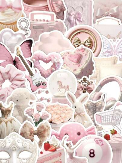 50 Adet Soluk Pembe Renk Sistemi Bale Kızı Pembe Temalı Çıkartmalar Bagaj Dizüstü Bilgisayar Buzdolabı Oda Dekorasyonu Kendin Yap Yaratıcı Çıkartmalar