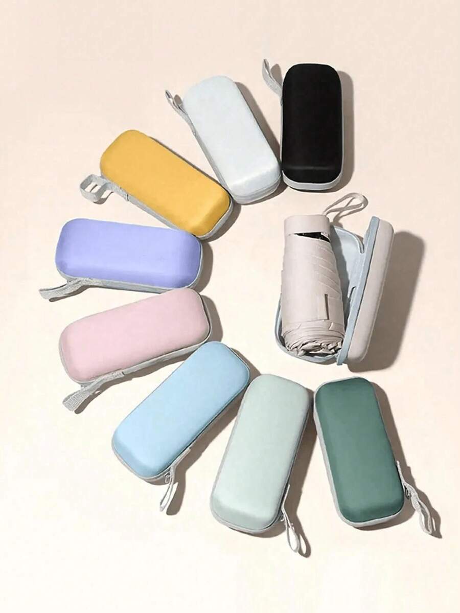 1pc Mini Portable Sun Umbrella UV Protection And Rain Umbrella Foldable Umbrella With Carrying Case Box For School, Office, Household, Travel Boy Valentine Heart Valentine