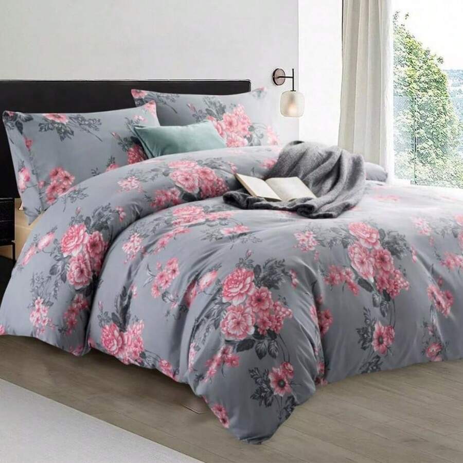 3 Pc Reversible Printed Duvet Cover Set - Soft Breathable Anti-Allergenic, All-Year Bedding With Pillowcases, All UK Sizes, UK 's Top