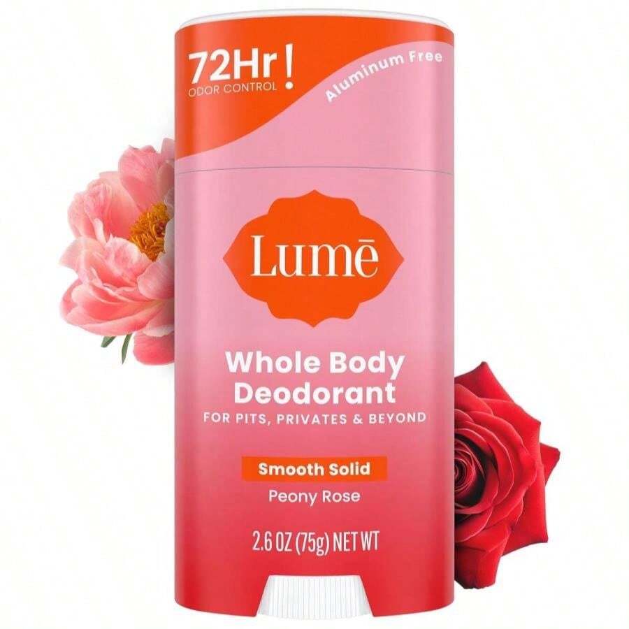 Lume Whole Body Deodorant - Smooth Solid Stick - 72 Hour Odor Control - Aluminum Free, Baking Soda Free And Skin Safe - 26 Ounce (Peony Rose) - 牡丹玫瑰 - 查看 1