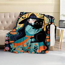 1PC Features Anime Characters And Cute Cat Patterns On A Soft, Warm, Convenient, Lightweight, And Multifunctional Flannel Blanket With Cute Cat And Flower Patterns On Top. Suitable For Sofas, Beds, Bedrooms, Living Rooms, Offices, Camping, And Travel. It Is An Ideal Gift For Friends, Family, Sons, Daughters, Brothers, Sisters And Parents For New Year, Christmas, Halloween And Birthday