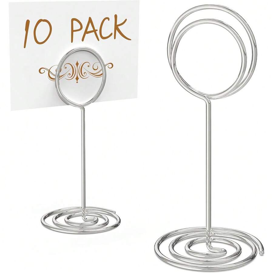 10 件套婚礼桌号夹、卡片和照片夹、创意礼物、节日配件、生日派对用品、艺术工艺装饰礼品、精美家居装饰、派对回礼 - 銀色 - 查看 1