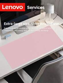 Lenovo 超大PU皮革鼠标垫，大尺寸鼠标垫，商务办公家用高端鼠标垫，仿麂皮底，办公桌垫，超大加厚，键盘垫，防滑耐用 - 櫻花粉 - 查看 3