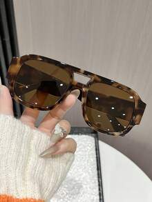 1 副女士红色镜框时尚眼镜，夏季时尚沙滩配饰，休闲风格超大飞行员镜框，适合外出装、返校装 - 彩色 - 查看 3