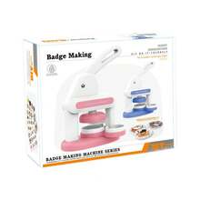 Button Machine, Manual Button Machine 3 In 1, Homemade Fridge Magnet, DIY Toy, Pink/Blue