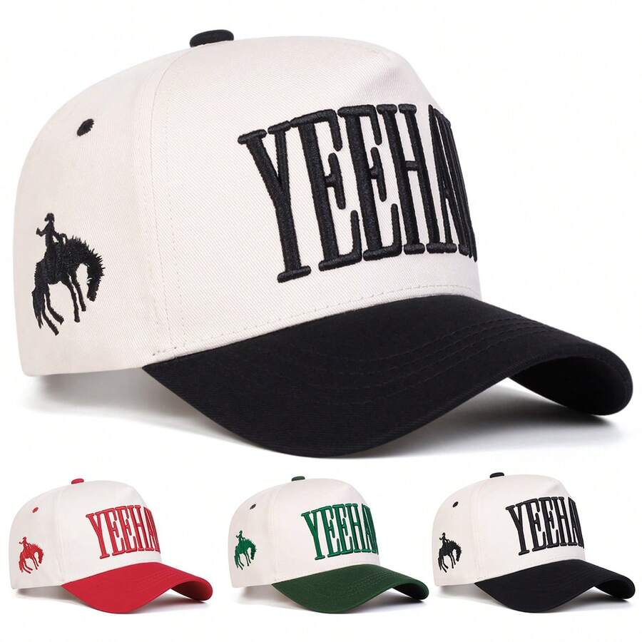1Piece Men Letter Embroidered Patchwork Baseball Cap Outdoor Adjustable Sunscreen Leisure Hat Spring Autumn Travel Tourism Beach Vacation - Multicolor - View 1