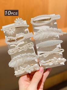 Bộ 5/10/15/30 chiếc kẹp tóc nữ màu be, thời trang và thanh lịch, đính ngọc trai giả, nhiều kiểu dáng kết hợp, phù hợp sử dụng hàng ngày, được đề xuất làm quà tặng phụ kiện tóc cho nữ, kẹp càng cua, kẹp tóc, kẹp tóc cài, kẹp tóc hình cá sấu, phụ kiện đội đầu, ghim cài tóc, quà tặng Ngày của Mẹ - Nhiều màu - Xem 23