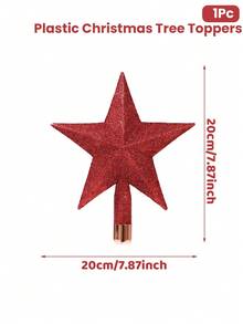 1 件红色闪光圣诞树顶星形装饰物，20*20 厘米闪亮塑料圣诞树顶星形悬挂装饰，圣诞快乐派对装饰用品，家居装饰，房间装饰，冬季节日圣诞树装饰，圣诞礼物，派对礼品，圣诞闪光星形树顶装饰，适用于 2026 年新年室内户外家居节日装饰，万圣节 - 紅色 - 查看 6