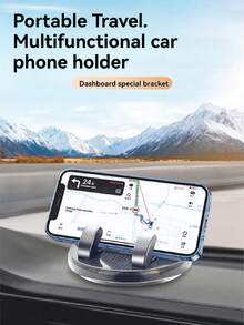 1pc Black Multifunctional Rotatable Car Dashboard Phone Holder, 360° Rotating Car Phone Clip Mount, Adhesive Navigation Bracket - Black - View 7