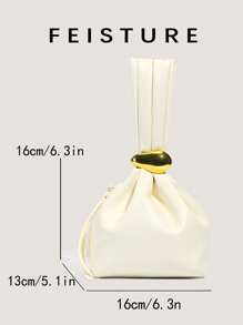 1 件褶皱女士手提包，时尚奢华手提包，适合日常外出、约会、通勤 - 米色 - 查看 5