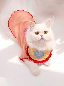 Knitted Cartoon Embroidered Bib For Pet Dogs And Cats, Cute And 3d Design