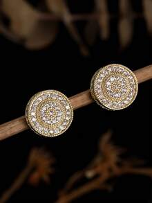 2 chiếc khuyên tai tròn bằng đồng tối giản Cubic Zirconia, quà tặng trang sức thời trang đa năng cho cả nam và nữ - Hoa tai - Xem 12