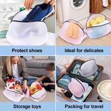 3pcs Shoe Wash Bags, Home Use Anti-Deformation Laundry Mesh Bags For Basketball Shoes, Sneakers, Canvas Shoes And Various Shoes, Sturdy Zipper Closure, Suitable For Laundry Shops, Home, Dorms, Travel Cleaning Protection Bags, 1/3pcs