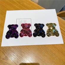 1 pieza Soporte de teléfono con agarre de oso chapado en unicolor y multicolor, soporte de teléfono lindo, accesorio de teléfono plegable y expandible, para iPhone, teléfonos Android, regalo de cumpleaños, familia y amigos, soporte adhesivo para teléfono, accesorio de teléfono