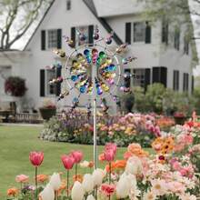 3D Metal Windmill Outdoor Decor, Stainless Steel Multi-Color Yard Decoration, Creative Garden Decor Rotating Wind Spinner, Housewarming Gift - Multicolor - View 5
