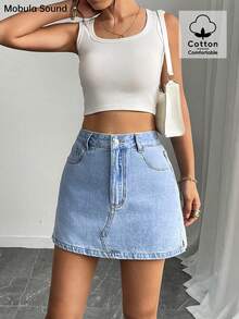 Mobula Sound 性感音乐节休闲短裤裙，百搭夏日度假时尚，优雅时尚 Y2K 别致青春设计 - 藍色 - 查看 6