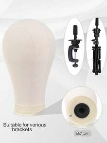 22 pulgadas Modelo de cabeza de peluca de lienzo, con agujeros de instalación, adecuado para la fabricación, el peinado y la exhibición de pelucas, contorno de cabeza talla grande realista, incluye soporte para peluca - Multicolor - Ver 6