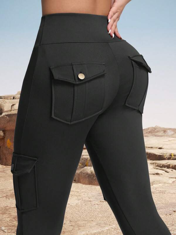 Women's Camouflage Pattern Outdoor Cargo Leggings, Pockets & Butt Lifting, Tight Fit Workout Leggings