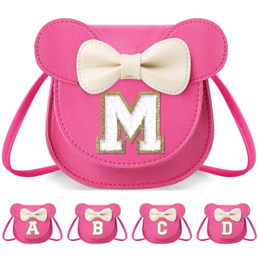 Toddler Purse Gifts For Girls,Personalized Initial Letter Bag Novelty Wallets Mouse Ears Bow Purse Little Girl Purse Kids Wallet Crossbody Bag Toys Birthday Gift For 2 3 4 5 6 7 Year Old Girl