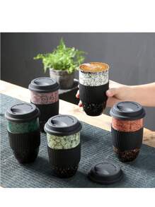 1 件 480 毫升/16 盎司陶瓷窑变杯，带盖和硅胶套，隔热便携式旅行咖啡杯，大容量杯子，适合家庭、同事、老师、配偶、兄弟姐妹，独特的礼物 - 杯子+蓋子+杯套 - 查看 10