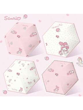 Sanrio Sanrio 1pc Melody Three-Dimensional Doll Head Manual Highly Attractive Five-Fold Umbrella, Perfect Integration Of Cute And Practical, Summer Essential Sunshade And Sunscreen Tools, Easy To Resist The Scorching Sun, Bring A Cool And Comfortable Travel Experience, Full Of Fun, Suitable For Fans Of All Ages, Fashion And Function, Let You Bloom Sweet In The Hot Summer! Boy Valentine Heart Women's Valentine Summer Cooling,Beach,Travel