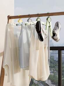 1pc Foldable Clothes Hanger, Portable Travel Drying Rack. Compact Retractable Clothes Hanger, Suitable For Hotel, Dorm And Business Travel. Can Be Stored In Wardrobe. - Multicolor - View 3