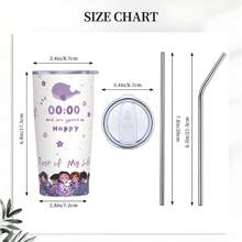 40oz/20oz Isolierte Edelstahl Wasserflasche mit Griff & Strohhalm - Koreanischer "Wal" Design Vakuumflasche für Outdoor, Reisen, Schule | Perfektes Geschenk für Kpop Fans, Valentinstag Präsent