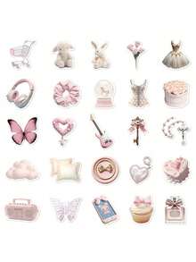 50 miếng dán chủ đề màu hồng nhạt hình cô gái múa ba lê, dùng trang trí phòng, tủ lạnh, máy tính xách tay, máy tính xách tay, nhãn dán sáng tạo tự làm - Nhiều màu - Xem 9