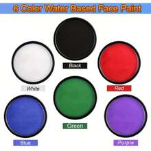 VERONNI 30g Water Activated Face And Body Paint With 1 Brush, Water Soluble Monochrome Face Painting Kit For Stage, Screen, Cosplay, And Halloween Makeup, Available In White, Black, Red, Green, Blue, Purple - 彩色 - 查看 10