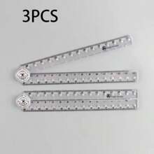 1/3 件透明亚克力折叠尺，带刻度的简易塑料尺，适用于学生绘画和家庭作业，学校用品，返校